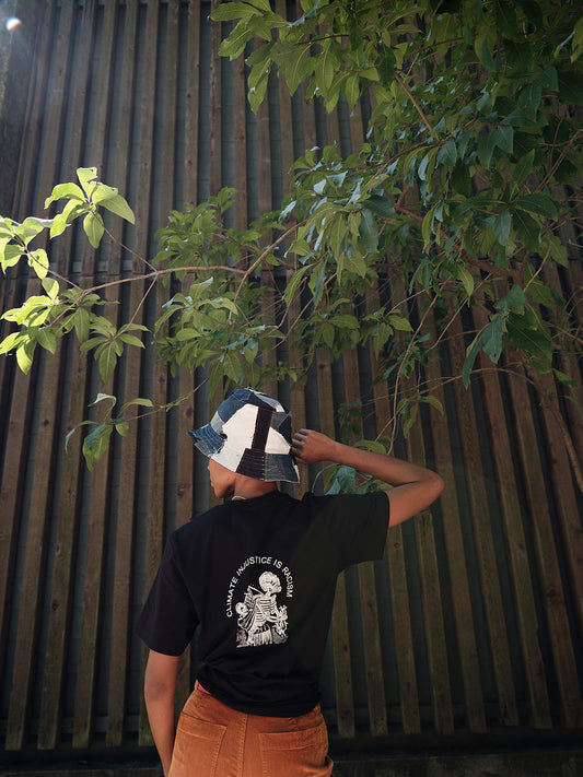 Patchwork Denim Reversible Bucket Hat